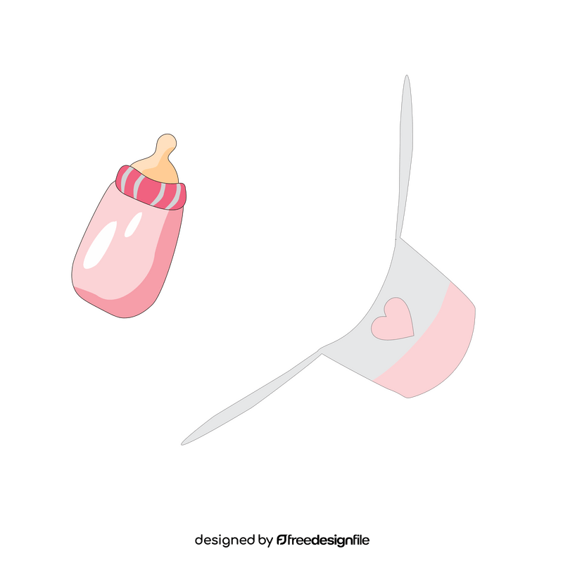 Baby girl bottle and bib clipart