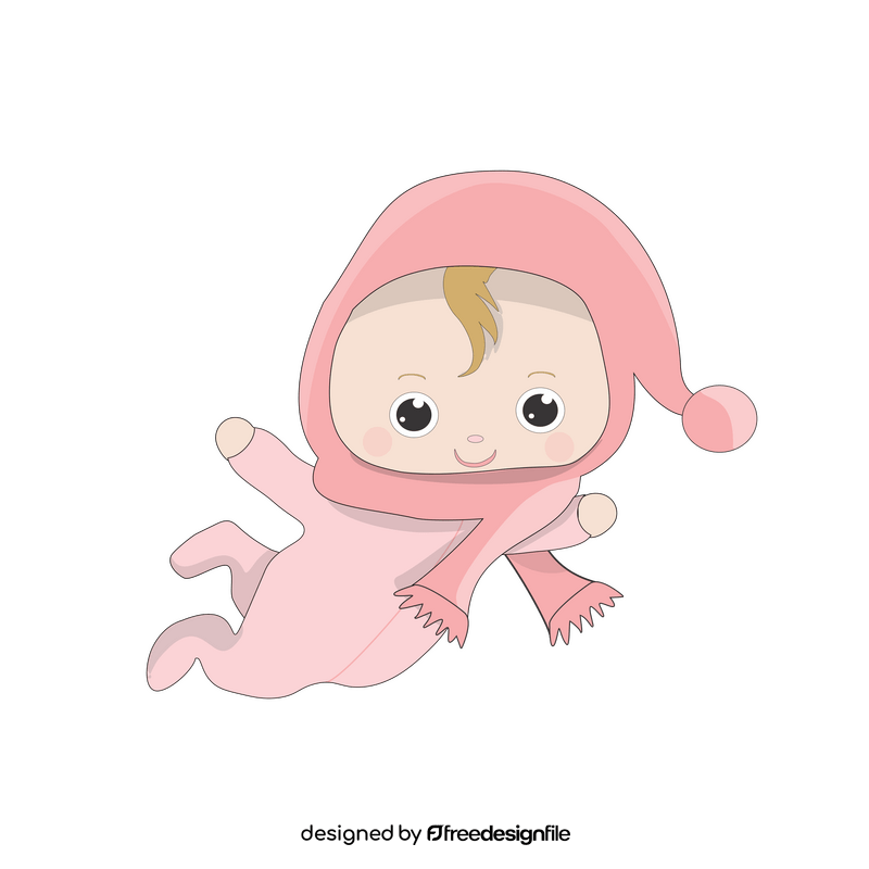 Cute baby girl cartoon drawing clipart