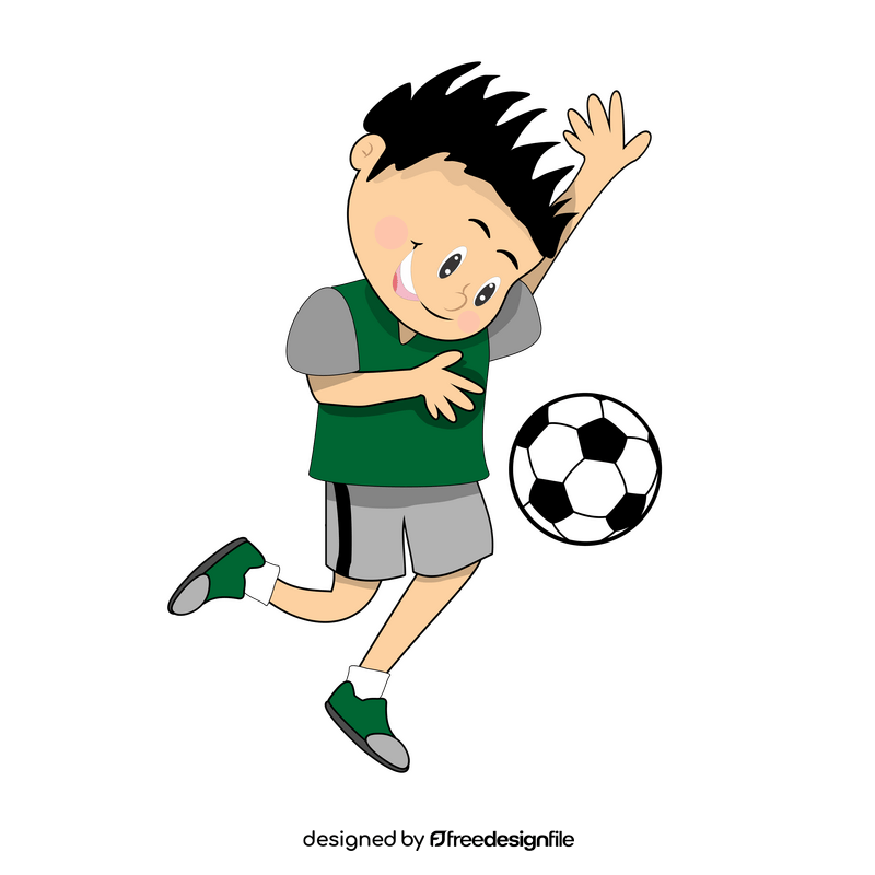 Dark haired boy kicking a ball clipart