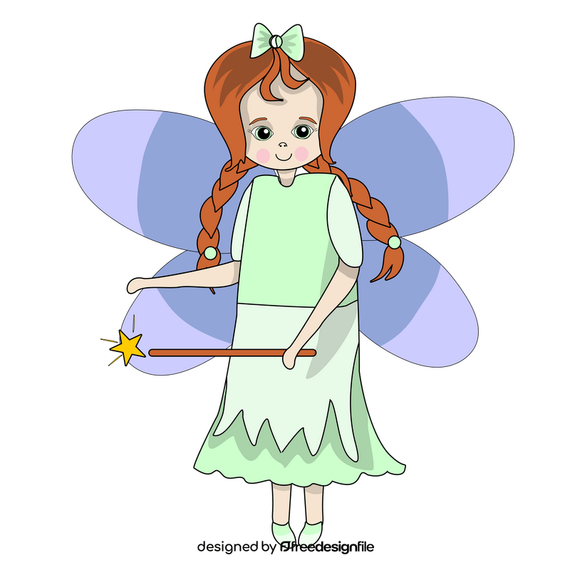 Fairy with two braids clipart