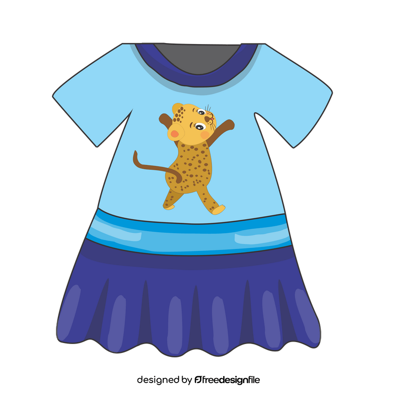 Girls blue dress cartoon clipart