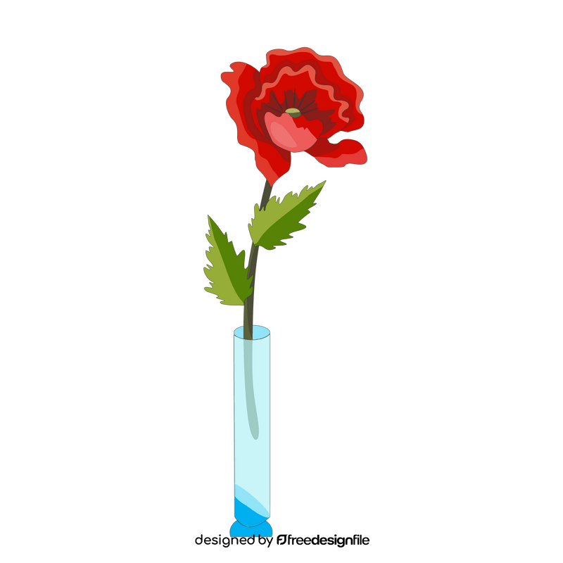 Red poppy flower on a vase clipart