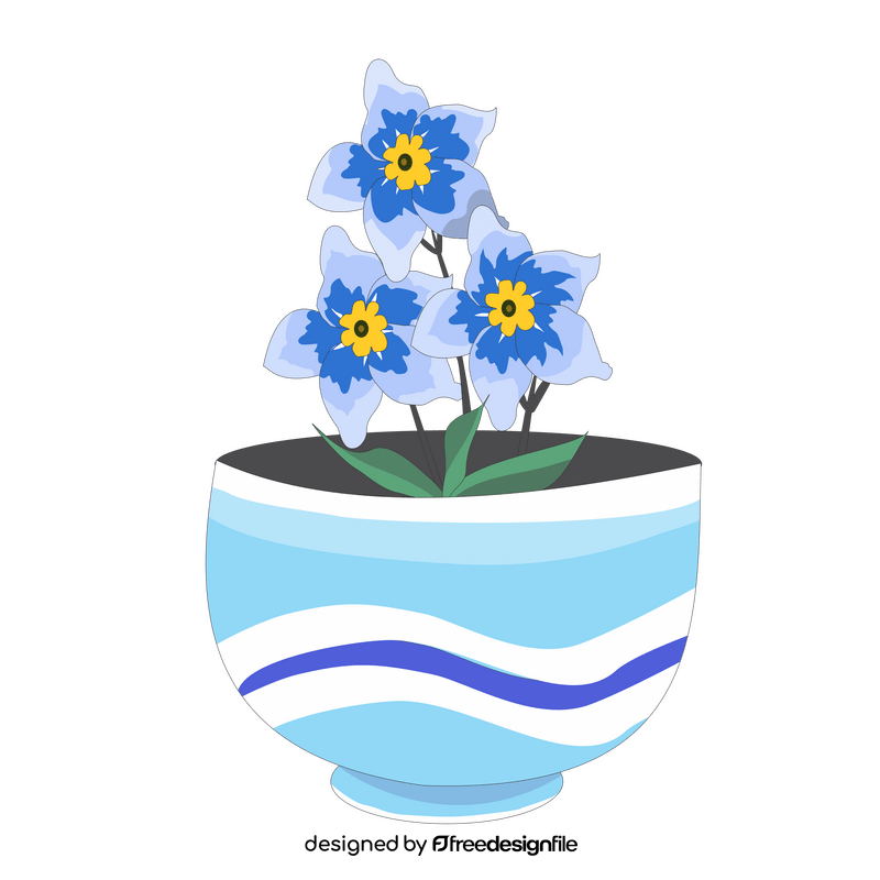 Forget me nots flower in a container clipart