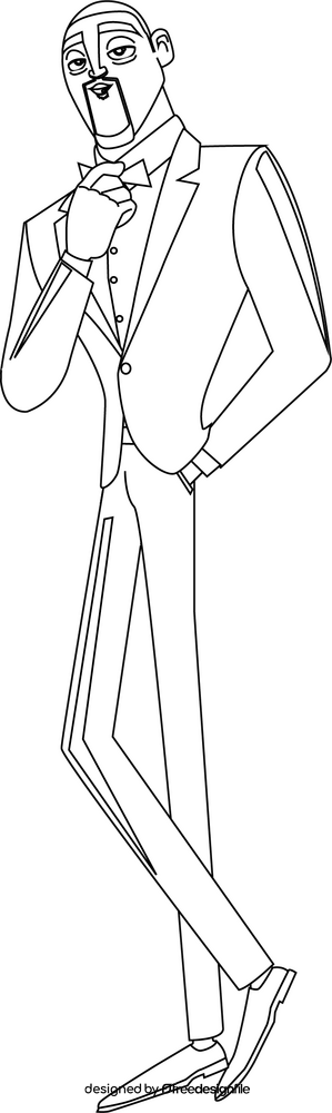 Super spy drawing black and white clipart