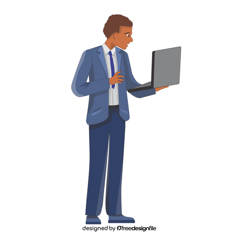 Man using laptop computer clipart