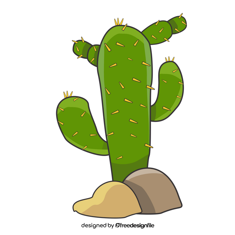 Cactus with stones illustration clipart