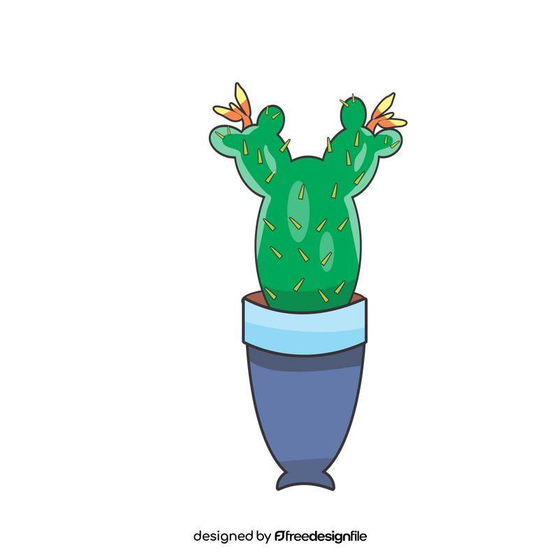 Cactus in blue vase clipart