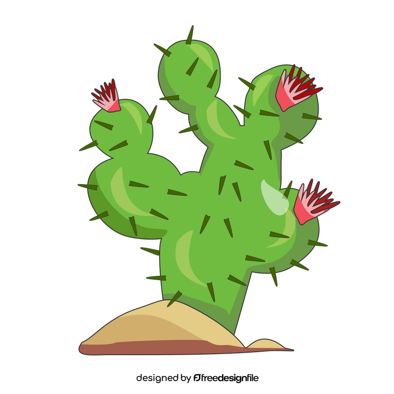 Cactus with pink flowers clipart