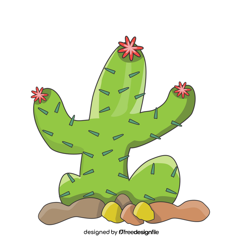 Free cactus with pink flowers clipart