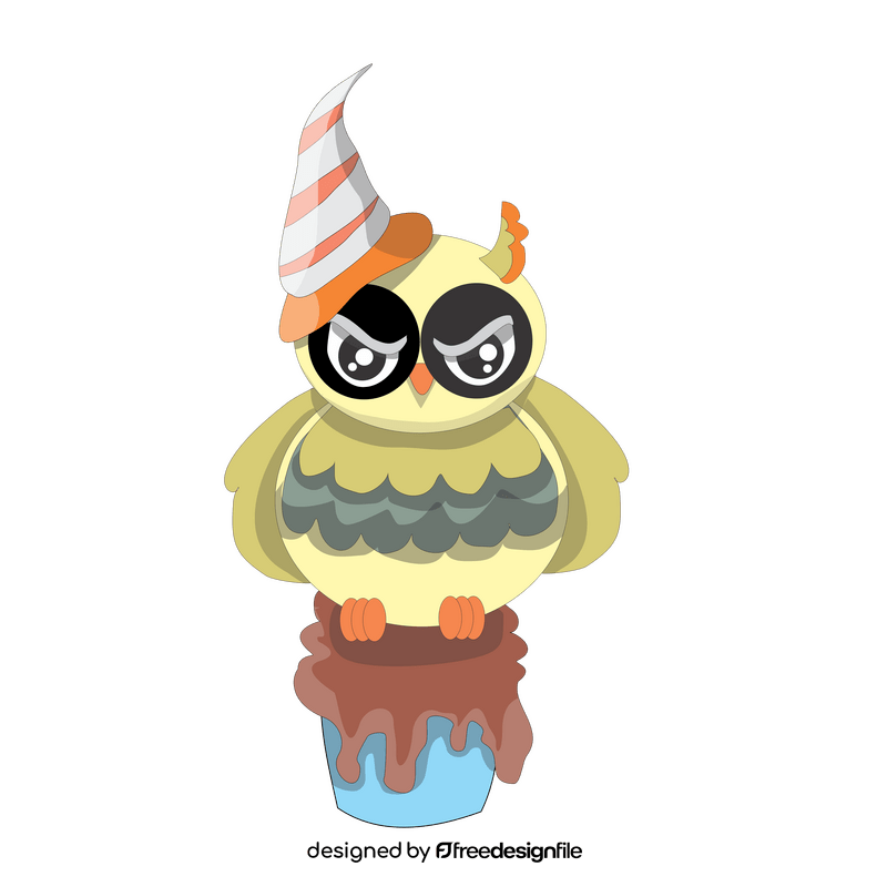 Halloween owl on a cupcake clipart