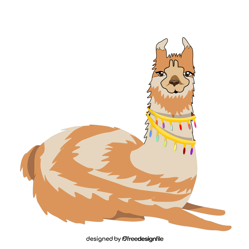 Cute llama sitting illustration clipart