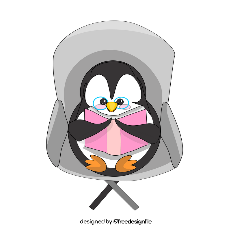 Penguin reading cartoon clipart