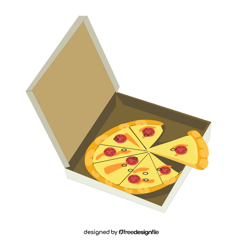 Cartoon pizza in a box clipart