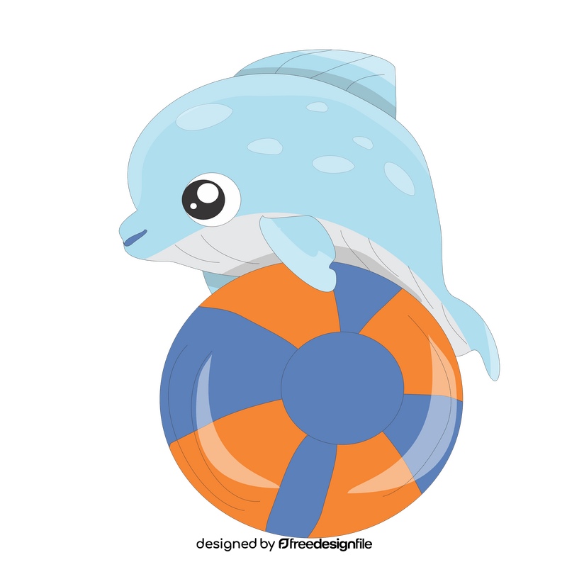 Baby dolphin playing with ball clipart