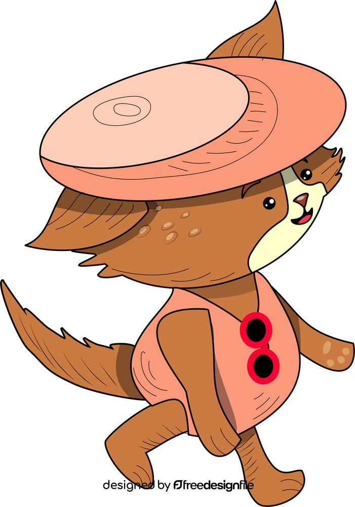 Cute fox going to the beach clipart