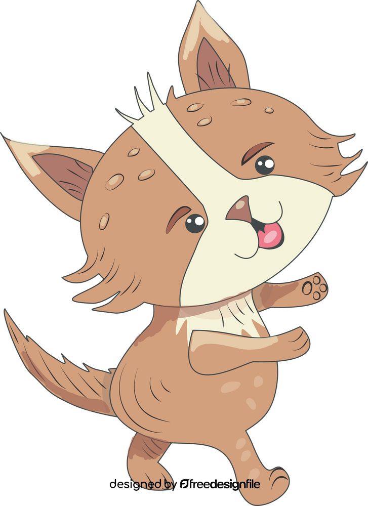 Cute fox walking clipart