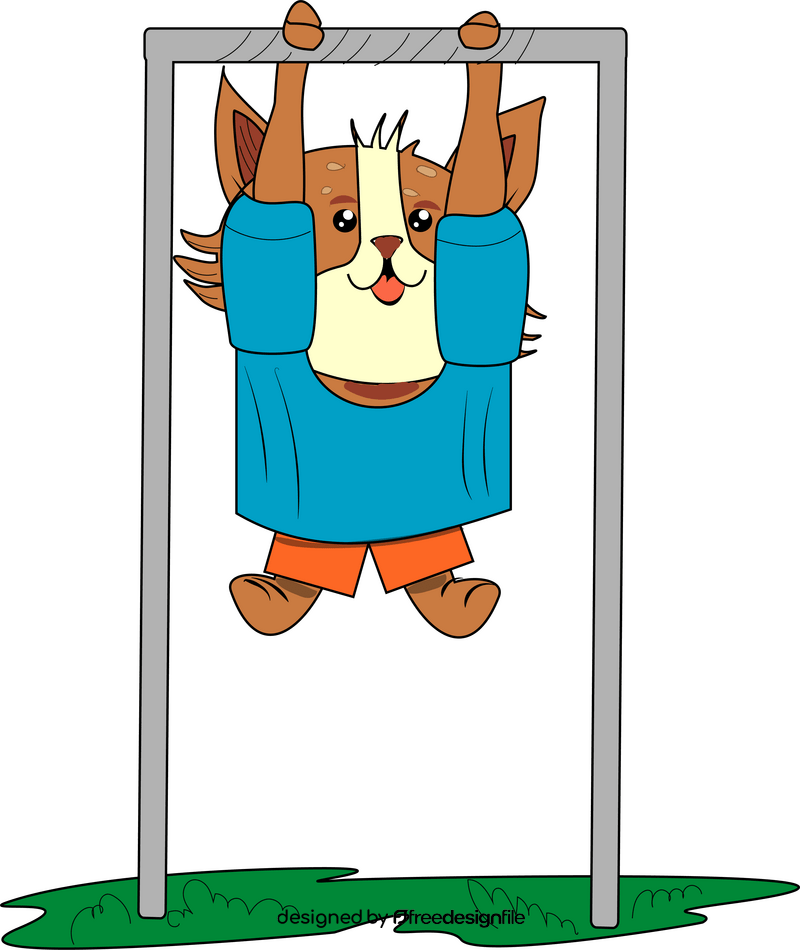 Fox exercising on horizontal bar clipart