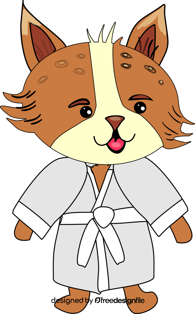 Fox in jiu jitsu uniform illustration clipart