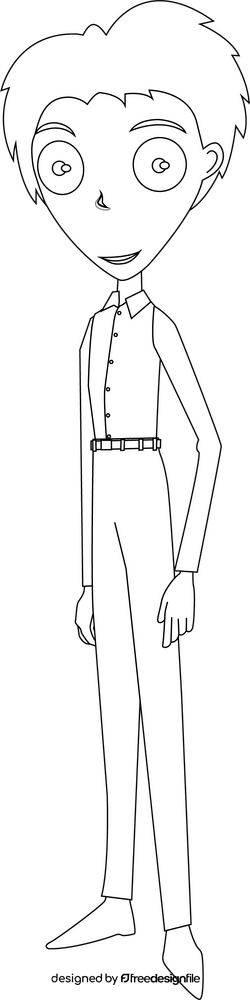 Victor cartoon character drawing black and white clipart