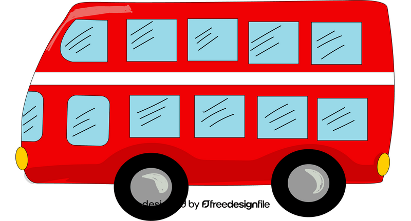 Red double decker illustration clipart