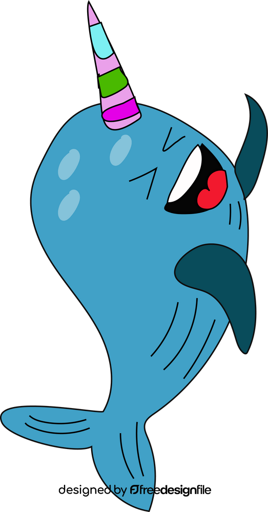 Cartoon narwhal whale laughing clipart