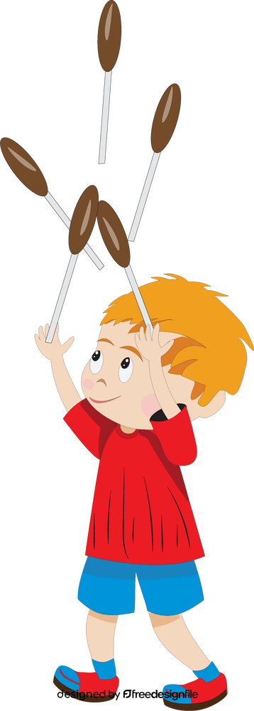 Young boy juggler cartoon clipart