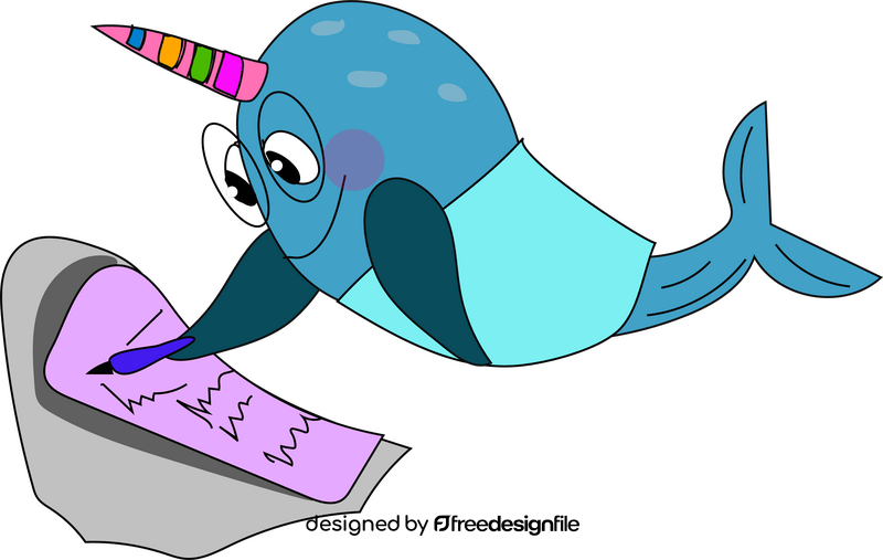 Free narwhal at school clipart