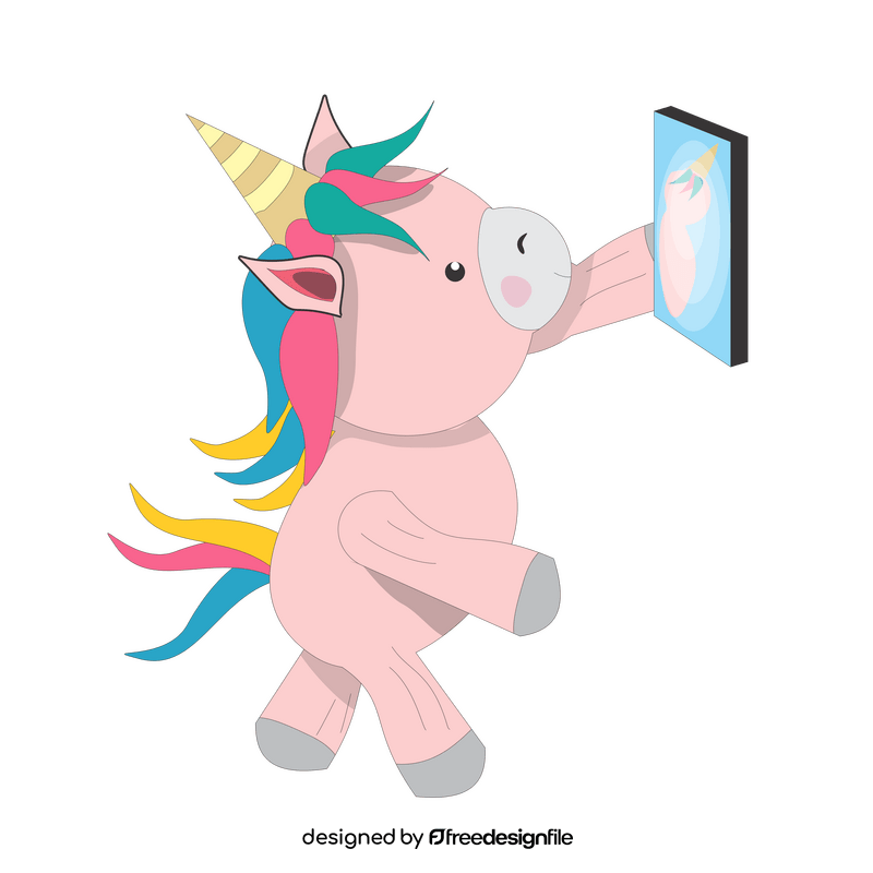 Unicorn taking selfie illustration clipart