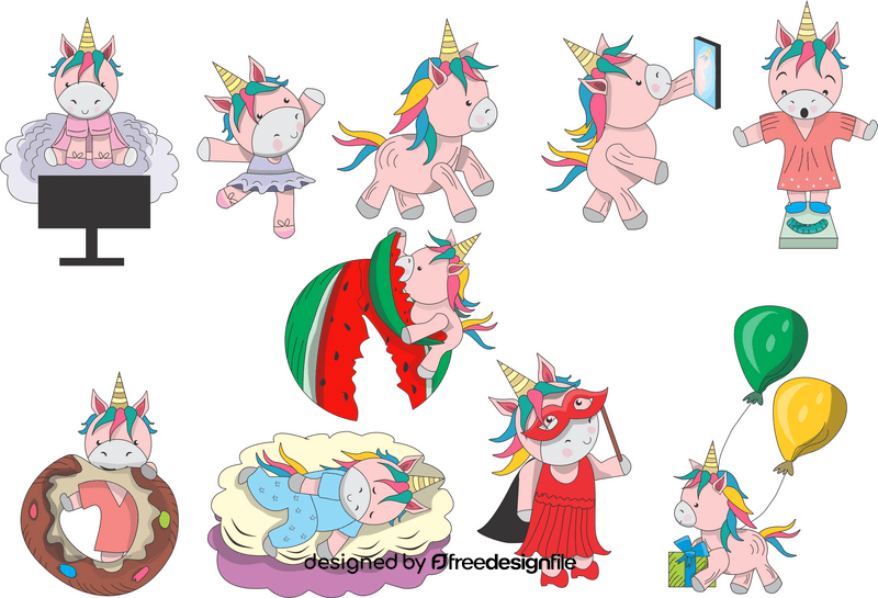 Cute unicorns vector