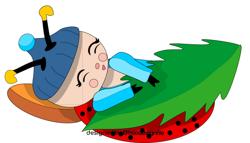 Cartoon ladybug sleeping clipart