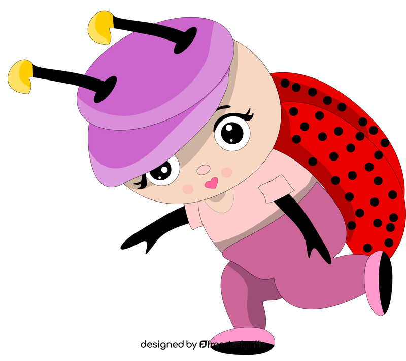 Cute ladybug jogging clipart