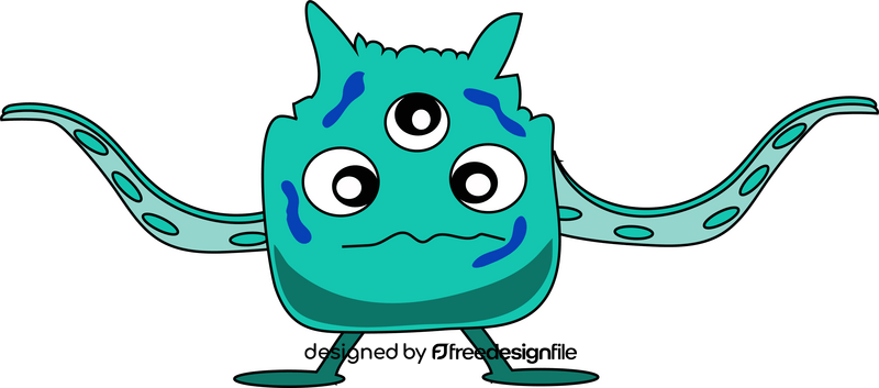 Monster with three eyes clipart