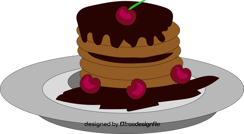 Chocolate pancake with cherries clipart