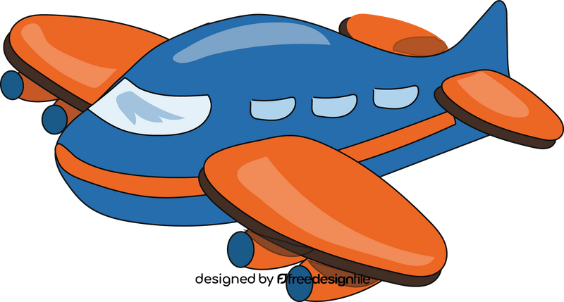 Blue and orange plane cartoon clipart