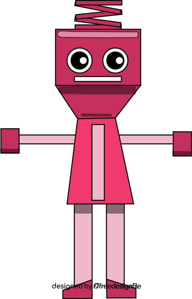 Pink robot with a coil spring on the head clipart