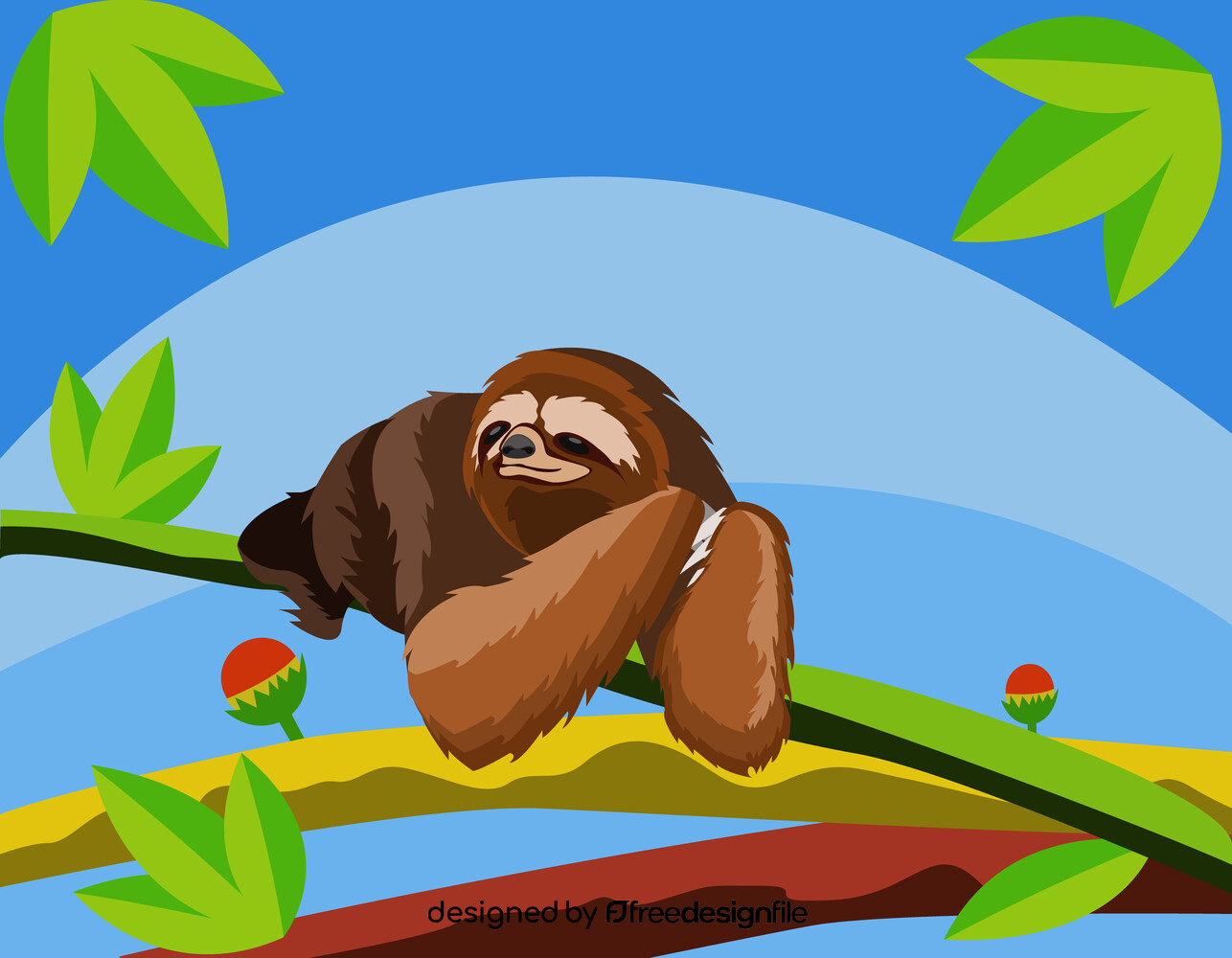 Sloth on a tree vector image