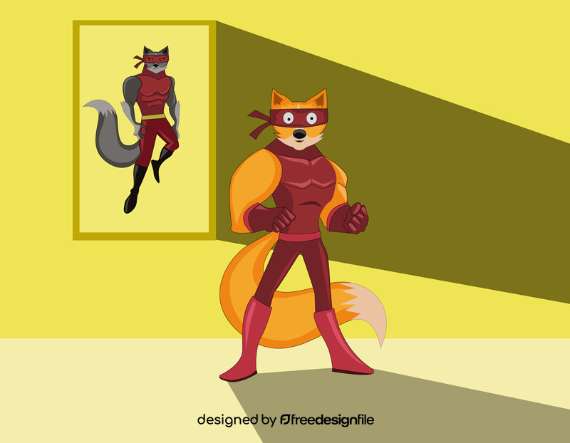 Superhero fox drawing vector