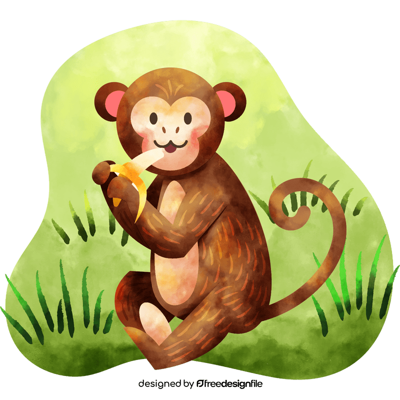 Monkey eating banana vector