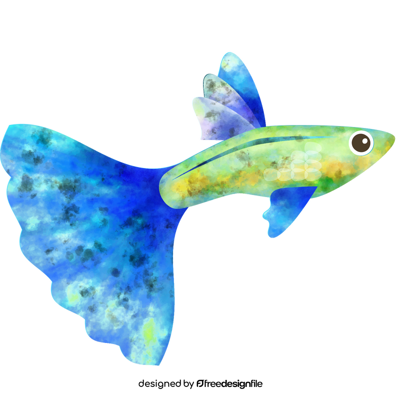 Blue grass guppy fish clipart