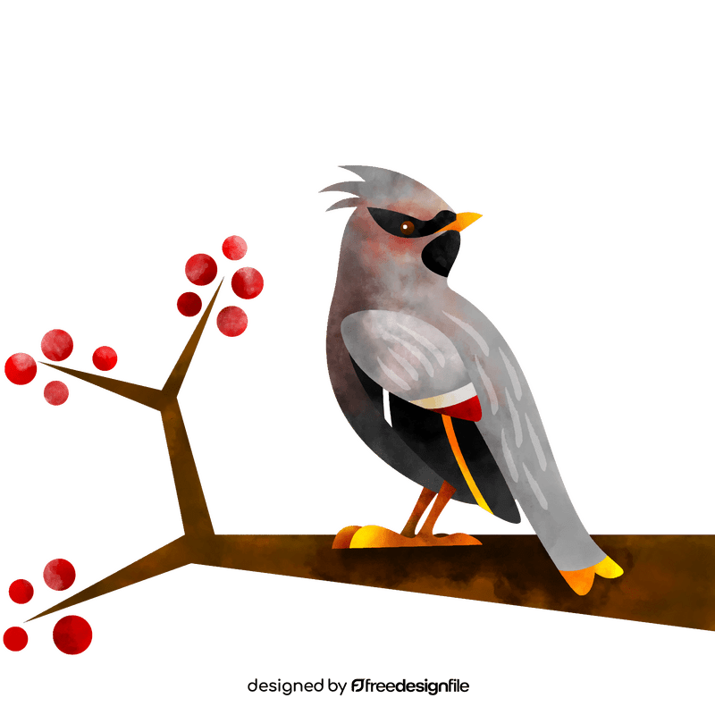 Bohemian waxwing bird clipart