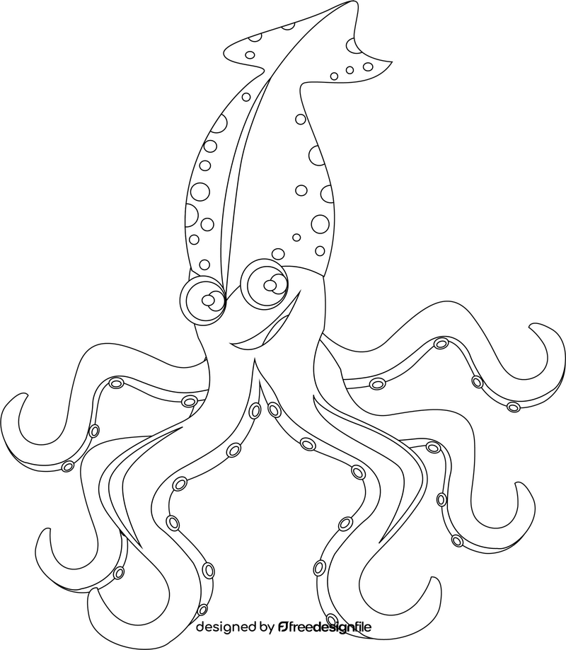 Squid black and white clipart
