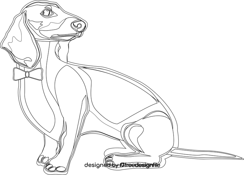 Dachshund dog black and white clipart