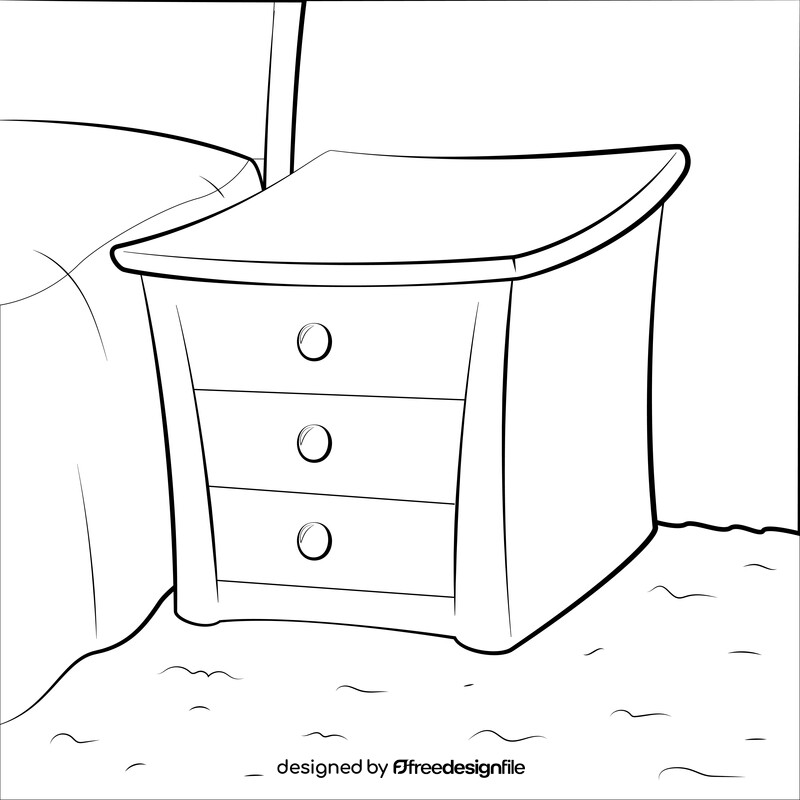 Bedside table black and white vector