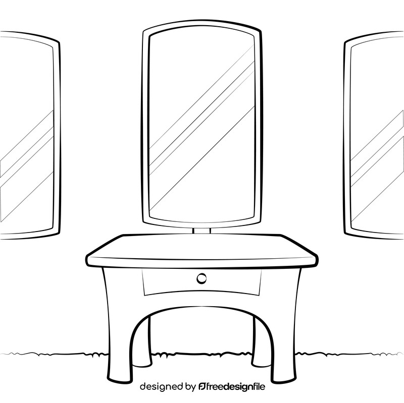 Dressing table black and white vector