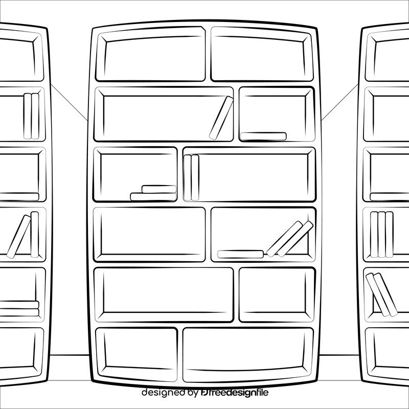 Bookshelf black and white vector