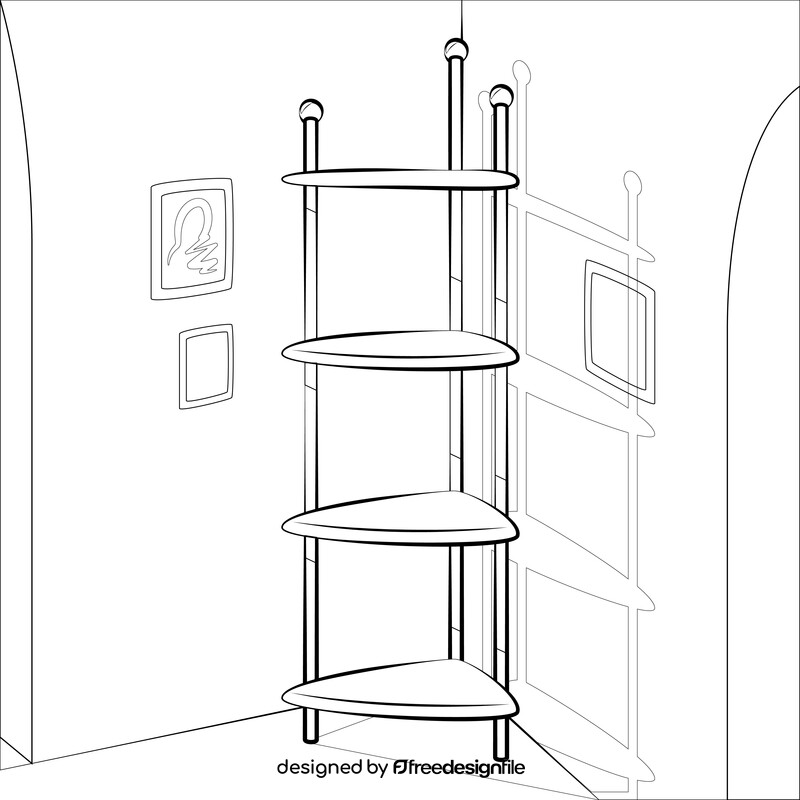 Shelf corner stand furniture black and white vector