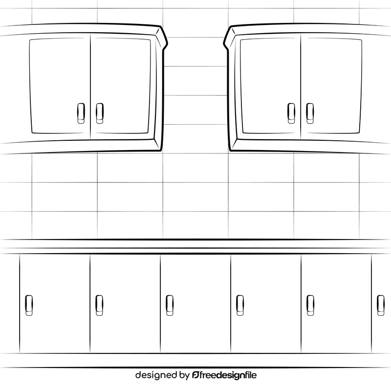 Kitchen furniture black and white vector