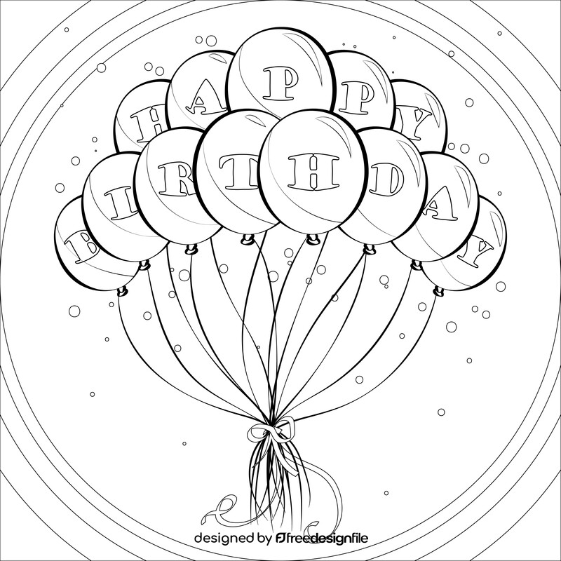 Happy birthday balloons black and white vector