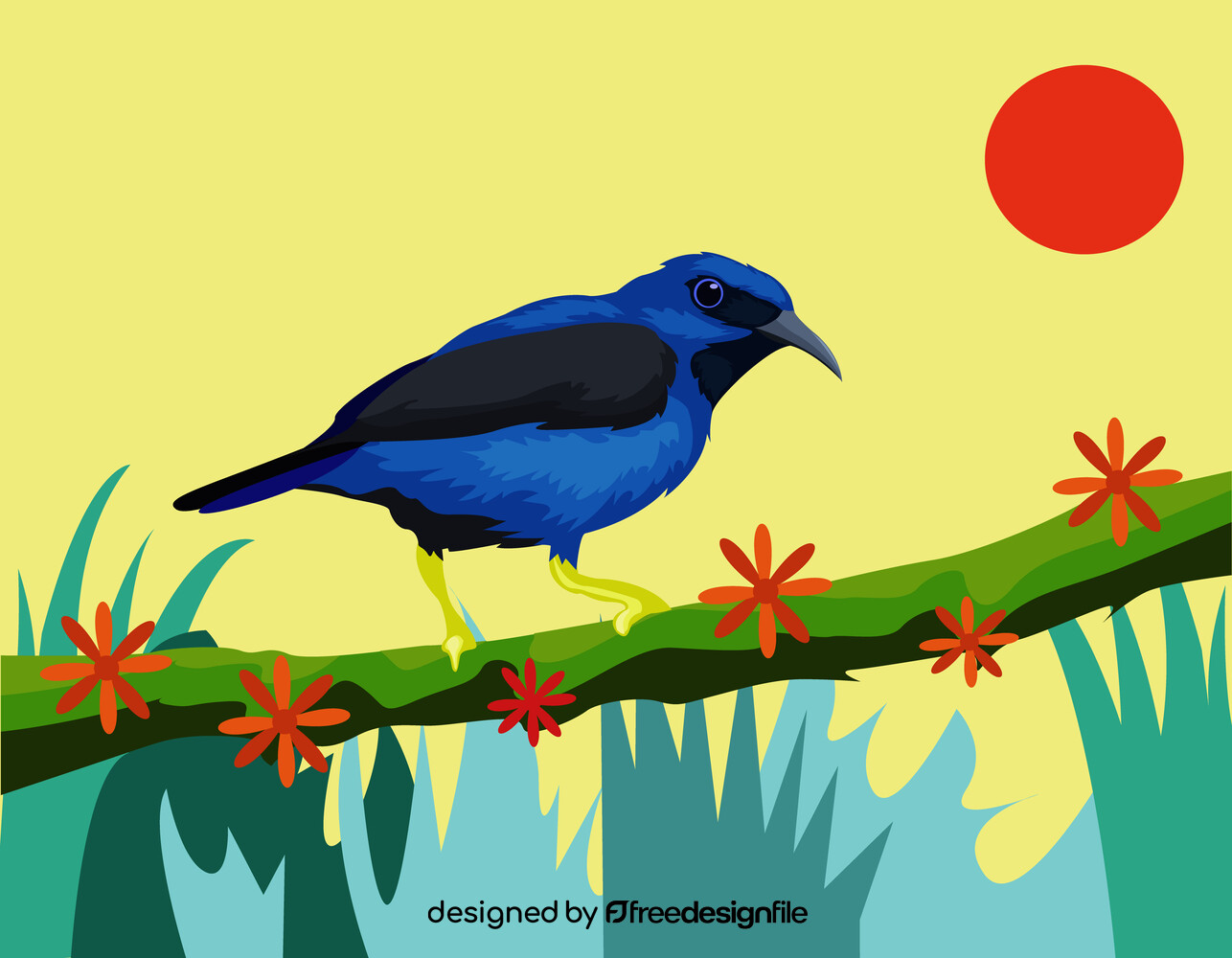 Cute blue bird vector image