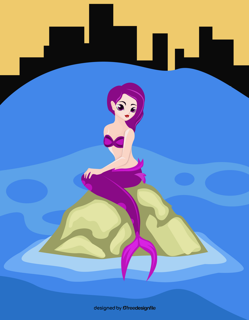 Cute mermaid in the sea vector